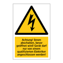 Achtung! Strom abschalten, bevor geöffnet wird! Gerät darf nur von einem qualifizierten Elektriker angeschlossen werden!