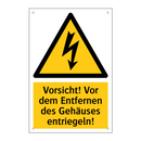 Vorsicht! Vor dem Entfernen des Gehäuses entriegeln!