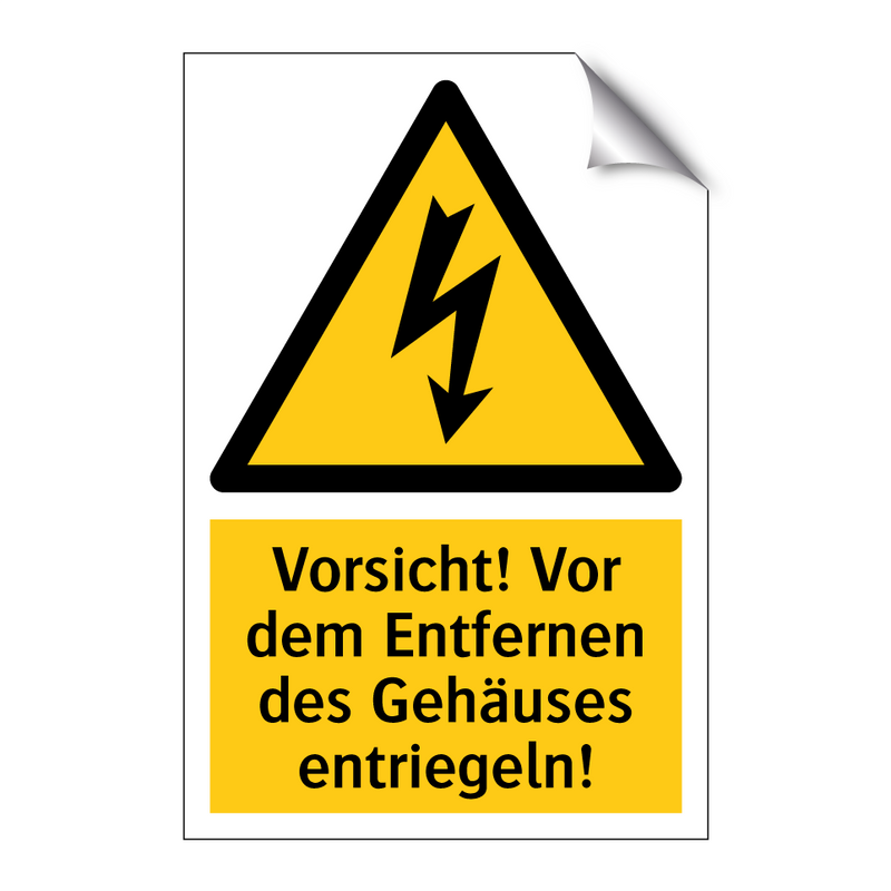 Vorsicht! Vor dem Entfernen des Gehäuses entriegeln!
