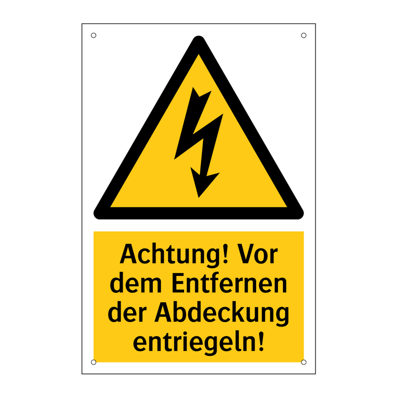 Achtung! Vor dem Entfernen der Abdeckung entriegeln!