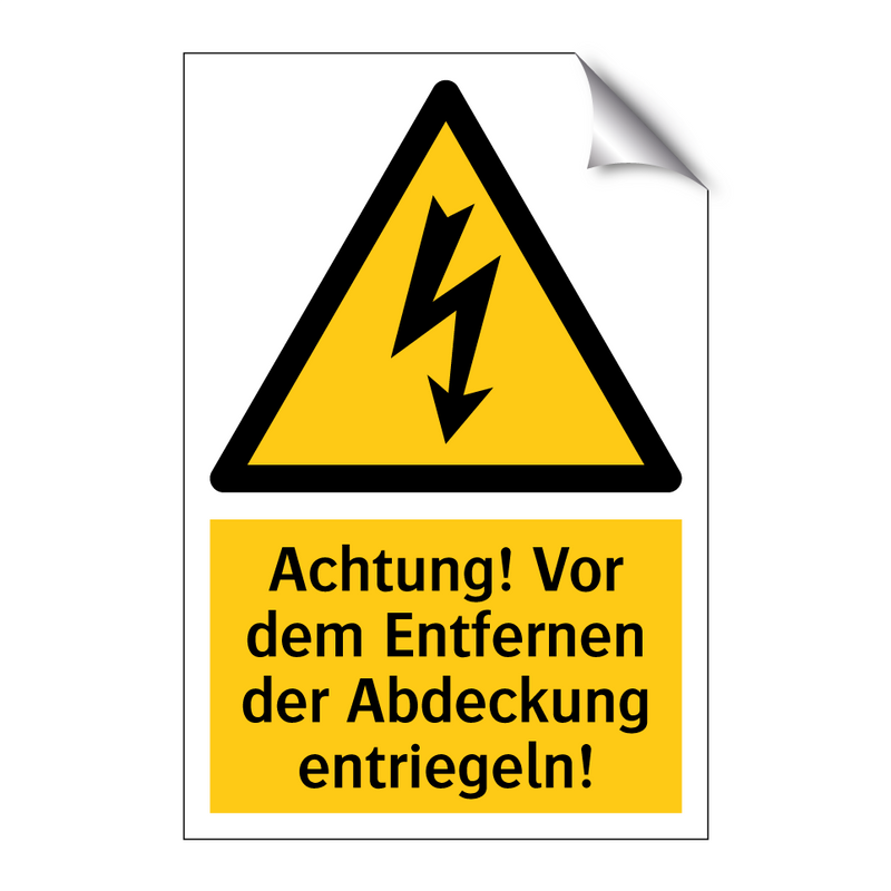 Achtung! Vor dem Entfernen der Abdeckung entriegeln!