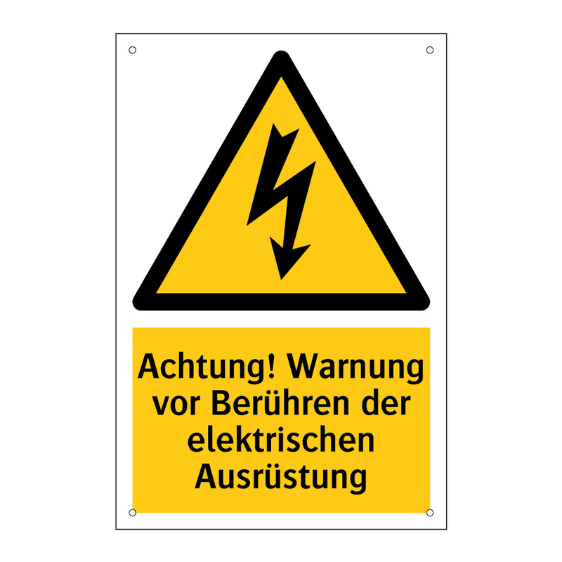 Achtung! Warnung vor Berühren der elektrischen Ausrüstung