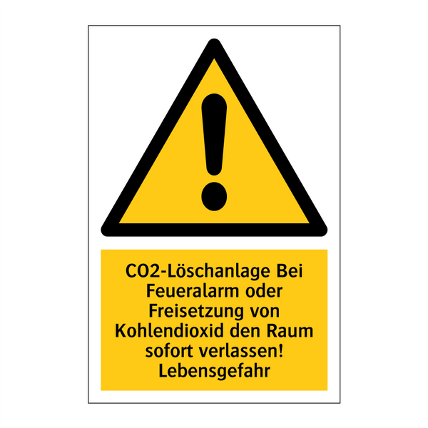 CO2-Löschanlage Bei Feueralarm oder Freisetzung von Kohlendioxid den Raum sofort verlassen! Lebensgefahr