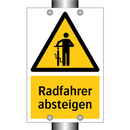 Radfahrer absteigen