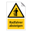 Radfahrer absteigen