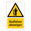 Radfahrer absteigen