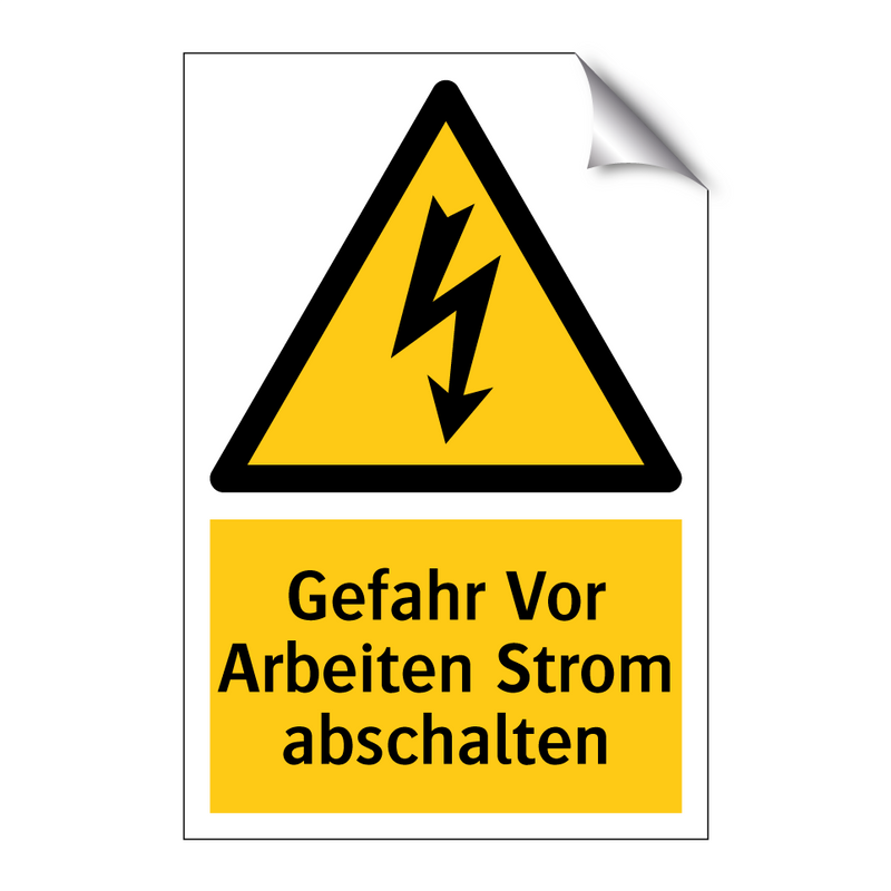 Gefahr Vor Arbeiten Strom abschalten