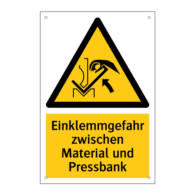 Einklemmgefahr zwischen Material und Pressbank