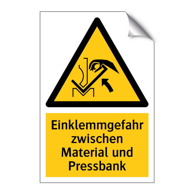 Einklemmgefahr zwischen Material und Pressbank