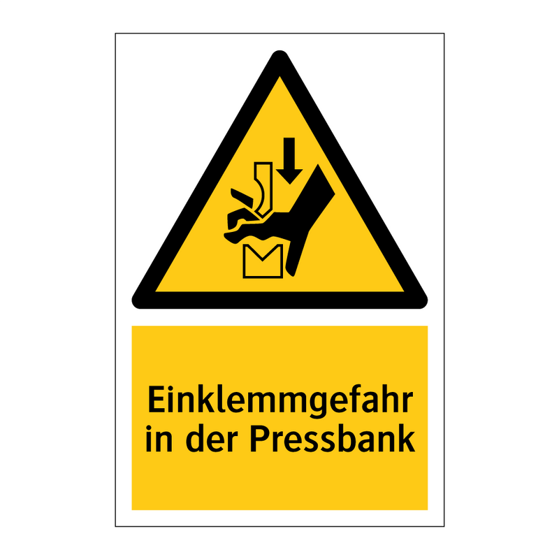 Einklemmgefahr in der Pressbank