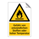 Gefahr von entzündlichen Stoffen oder hoher Temperatur