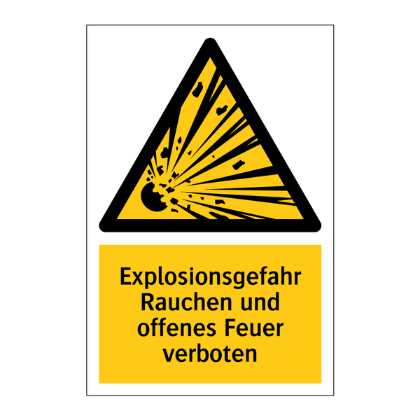 Explosionsgefahr Rauchen und offenes Feuer verboten