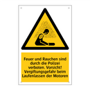 Feuer und Rauchen sind durch die Polizei verboten. Vorsicht! Vergiftungsgefahr beim Laufenlassen der Motoren