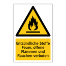 Entzündliche Stoffe Feuer, offene Flammen und Rauchen verboten
