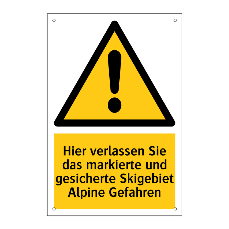 Hier verlassen Sie das markierte und gesicherte Skigebiet Alpine Gefahren