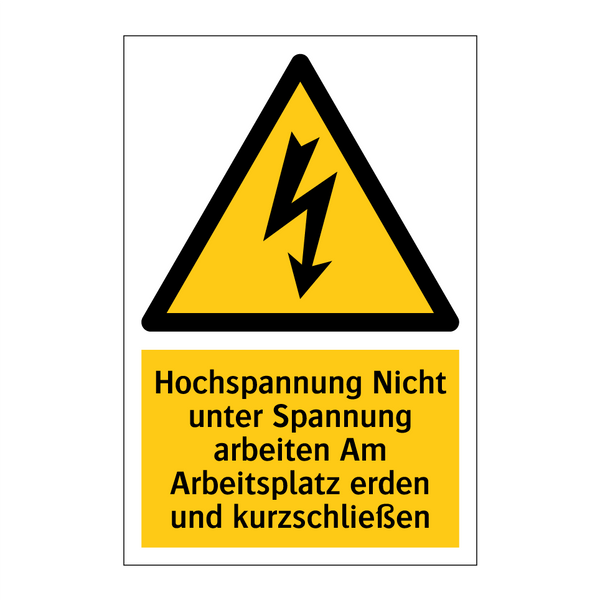 Hochspannung Nicht unter Spannung arbeiten Am Arbeitsplatz erden und kurzschließen