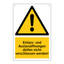 Einlass- und Auslassöffnungen dürfen nicht verschlossen werden!