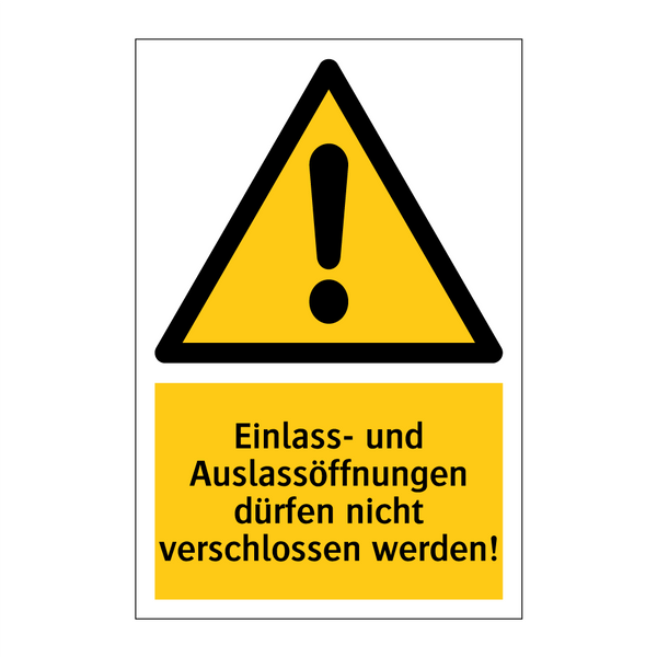 Einlass- und Auslassöffnungen dürfen nicht verschlossen werden!