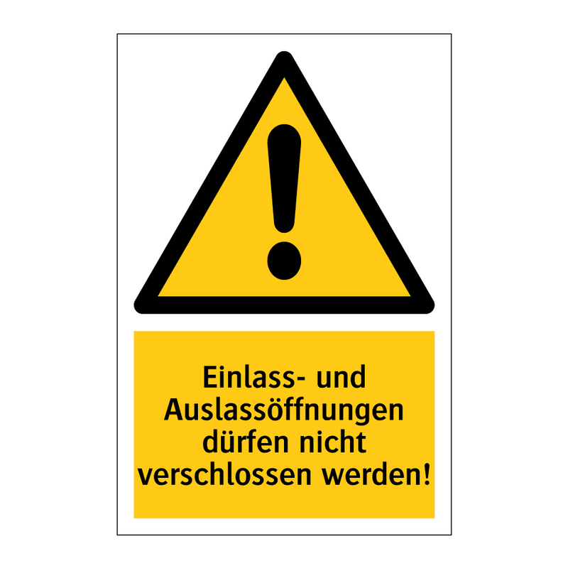 Einlass- und Auslassöffnungen dürfen nicht verschlossen werden!