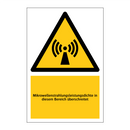 Mikrowellenstrahlungsleistungsdichte in diesem Bereich überschreitet