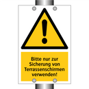 Bitte nur zur Sicherung von Terrassenschirmen verwenden!