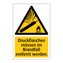 Druckflaschen müssen im Brandfall entfernt werden.
