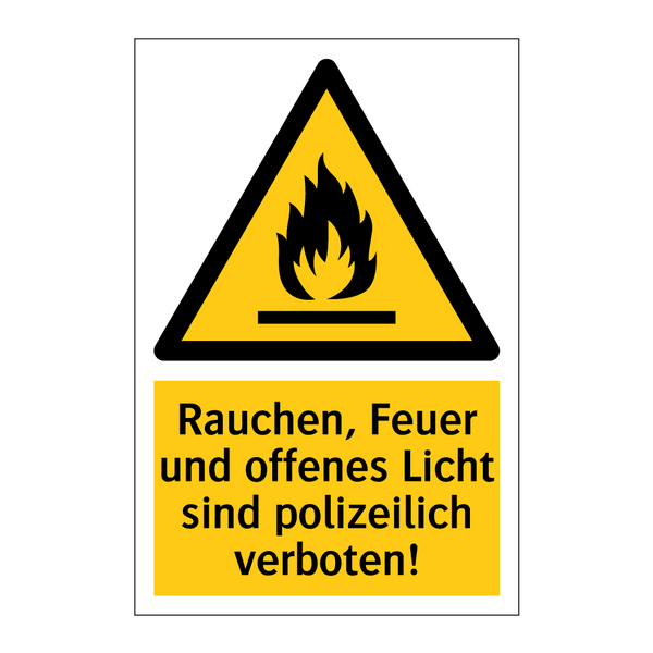 Rauchen, Feuer und offenes Licht sind polizeilich verboten!
