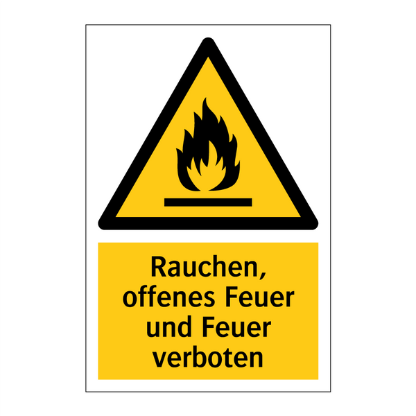 Rauchen, offenes Feuer und Feuer verboten