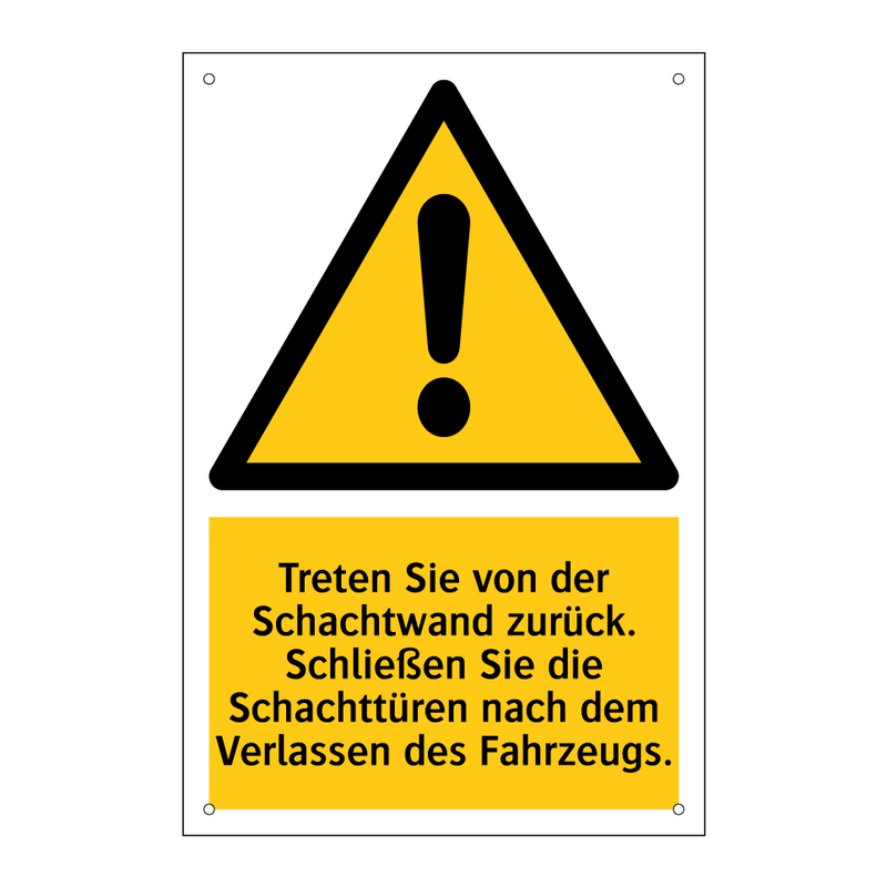 Treten Sie von der Schachtwand zurück. Schließen Sie die Schachttüren nach dem Verlassen des Fahrzeugs.