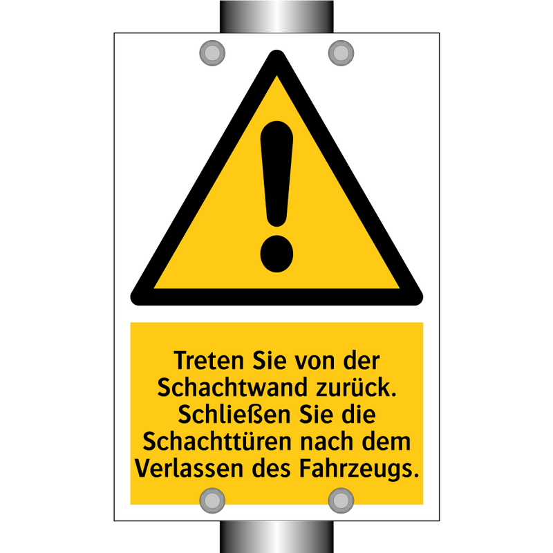 Treten Sie von der Schachtwand zurück. Schließen Sie die Schachttüren nach dem Verlassen des Fahrzeugs.