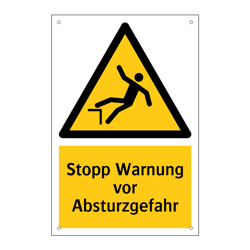Stopp Warnung vor Absturzgefahr