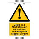 Zuluft- und Abluftöffnungen müssen immer vollständig offen gehalten werden!