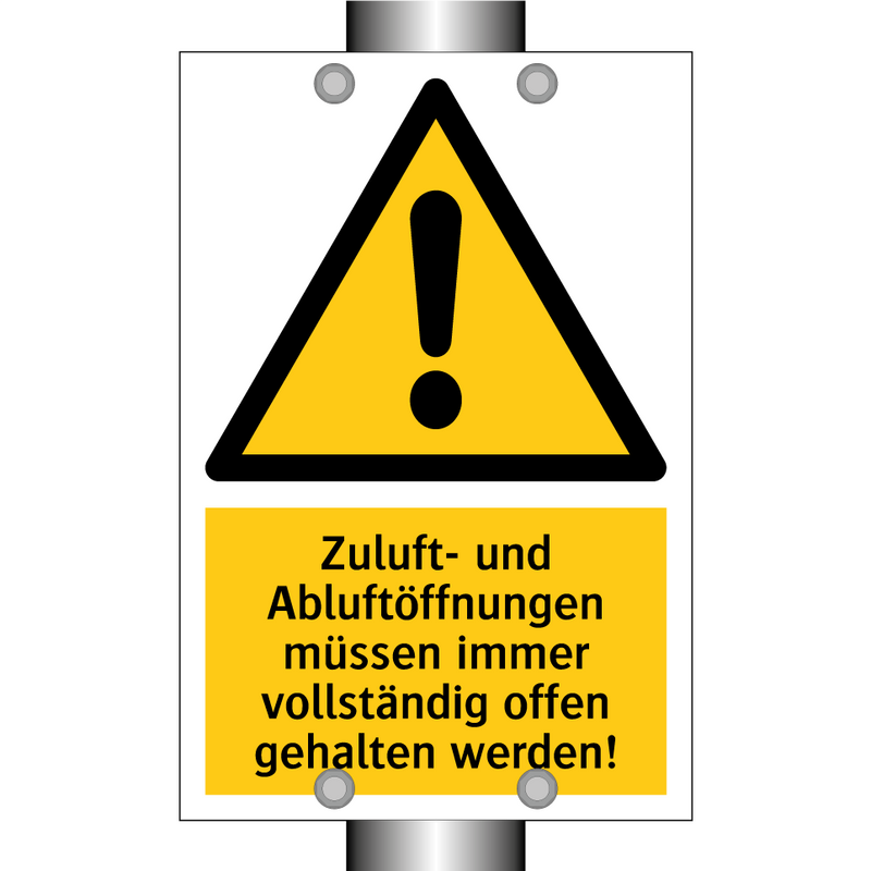Zuluft- und Abluftöffnungen müssen immer vollständig offen gehalten werden!