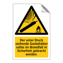 Der unter Druck stehende Gasbehälter sollte im Brandfall in Sicherheit gebracht werden.