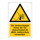 Der Geräuschpegel hinter der Tür überschreitet 80 dB(A). Gehörschutz verwenden.