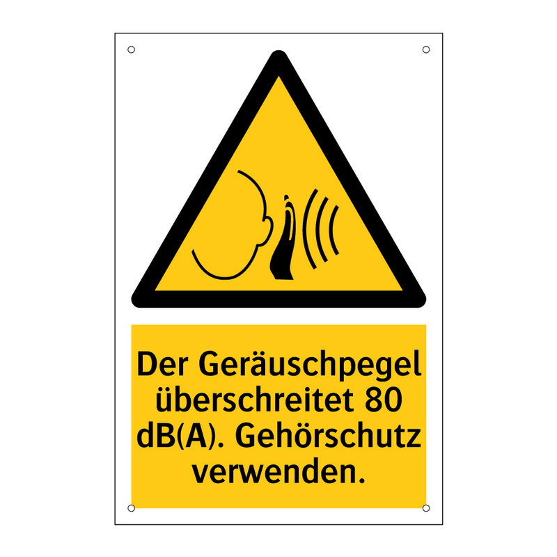 Der Geräuschpegel überschreitet 80 dB(A). Gehörschutz verwenden.
