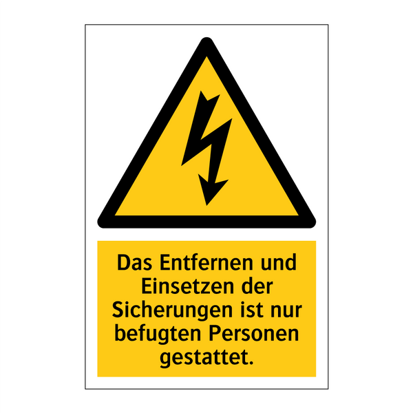 Das Entfernen und Einsetzen der Sicherungen ist nur befugten Personen gestattet.
