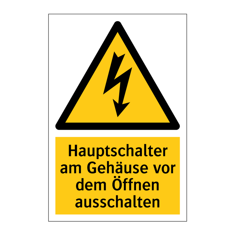 Hauptschalter am Gehäuse vor dem Öffnen ausschalten