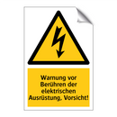 Warnung vor Berühren der elektrischen Ausrüstung, Vorsicht!