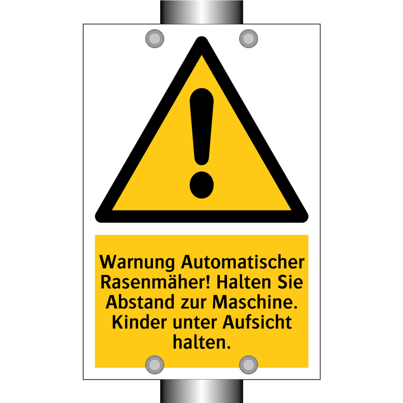 Warnung Automatischer Rasenmäher! Halten Sie Abstand zur Maschine. Kinder unter Aufsicht halten.