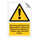 Warnung Automatischer Rasenmäher! Halten Sie Abstand zur Maschine. Kinder unter Aufsicht halten.
