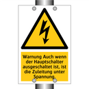 Warnung Auch wenn der Hauptschalter ausgeschaltet ist, ist die Zuleitung unter Spannung.