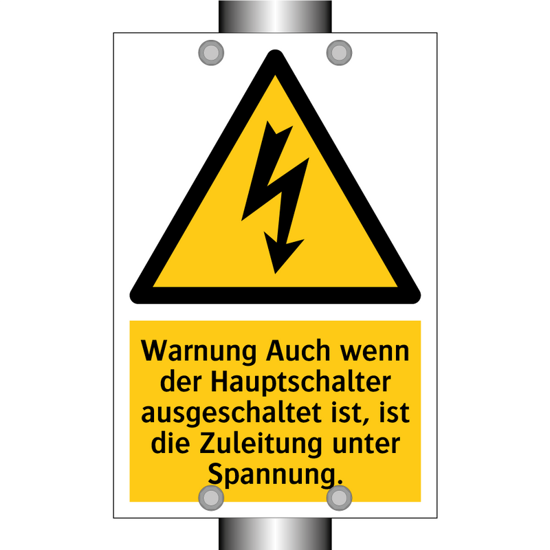 Warnung Auch wenn der Hauptschalter ausgeschaltet ist, ist die Zuleitung unter Spannung.