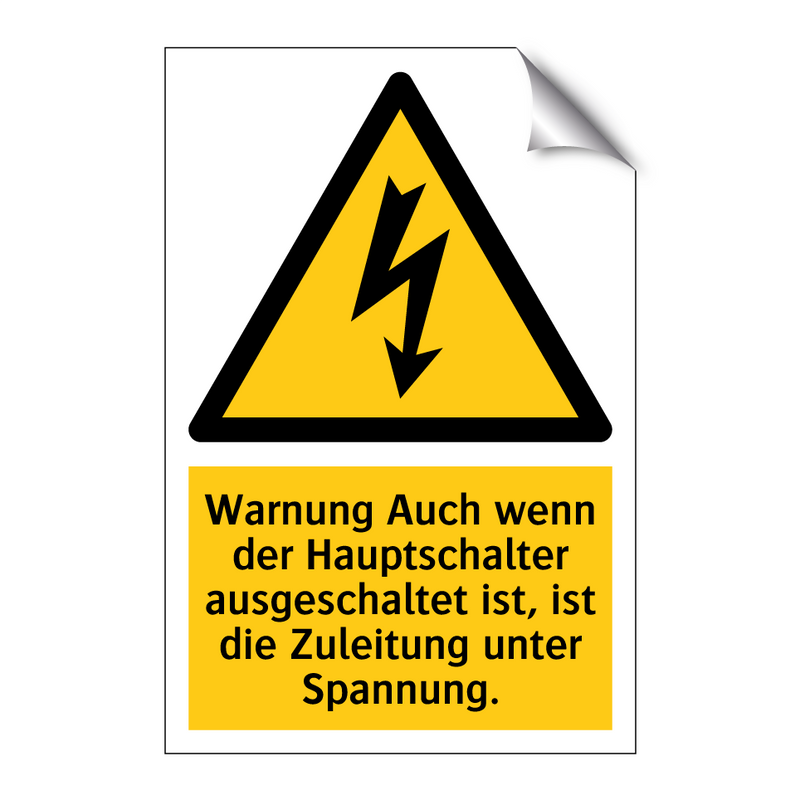Warnung Auch wenn der Hauptschalter ausgeschaltet ist, ist die Zuleitung unter Spannung.