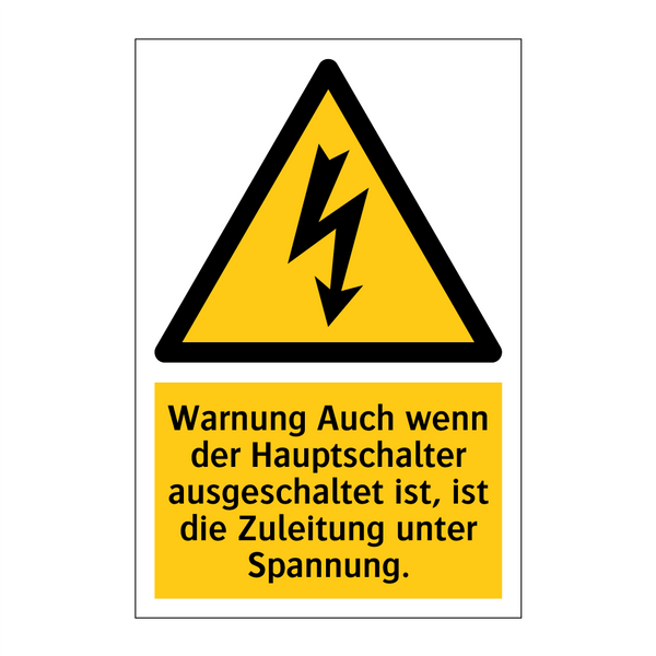 Warnung Auch wenn der Hauptschalter ausgeschaltet ist, ist die Zuleitung unter Spannung.