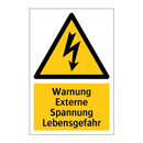 Warnung Externe Spannung Lebensgefahr