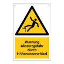 Warnung Absturzgefahr durch Höhenunterschied