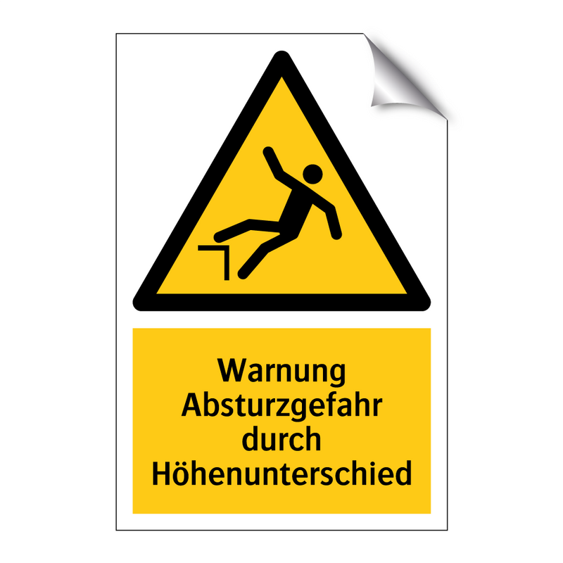 Warnung Absturzgefahr durch Höhenunterschied