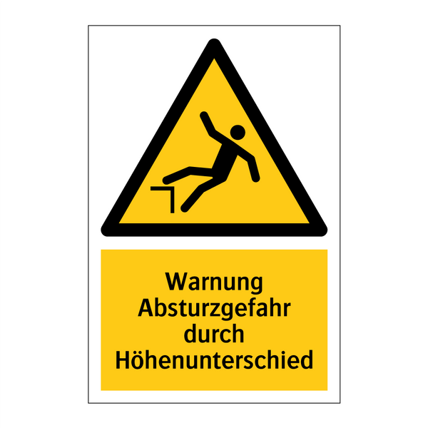 Warnung Absturzgefahr durch Höhenunterschied
