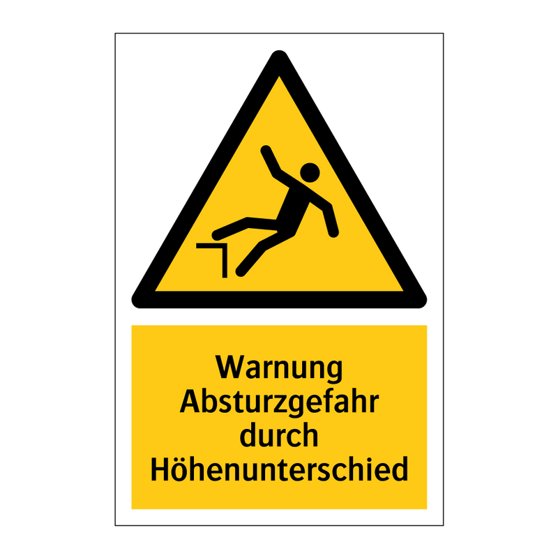Warnung Absturzgefahr durch Höhenunterschied